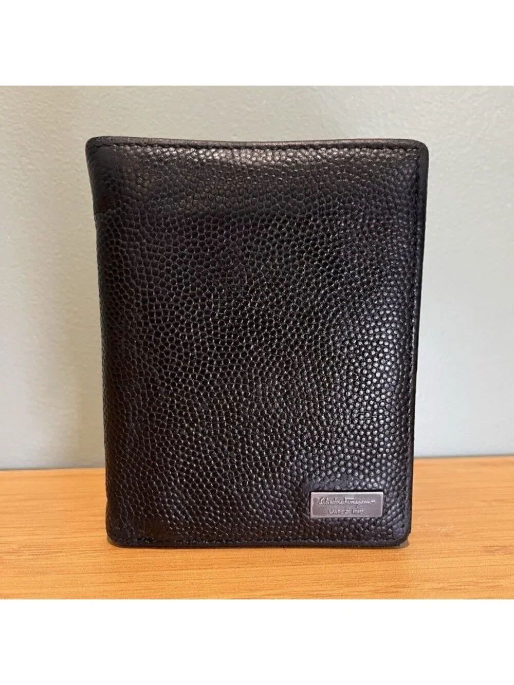 Salvatore Ferragamo Black Men's Bifold Wallet Logo Folding Credit Card ID